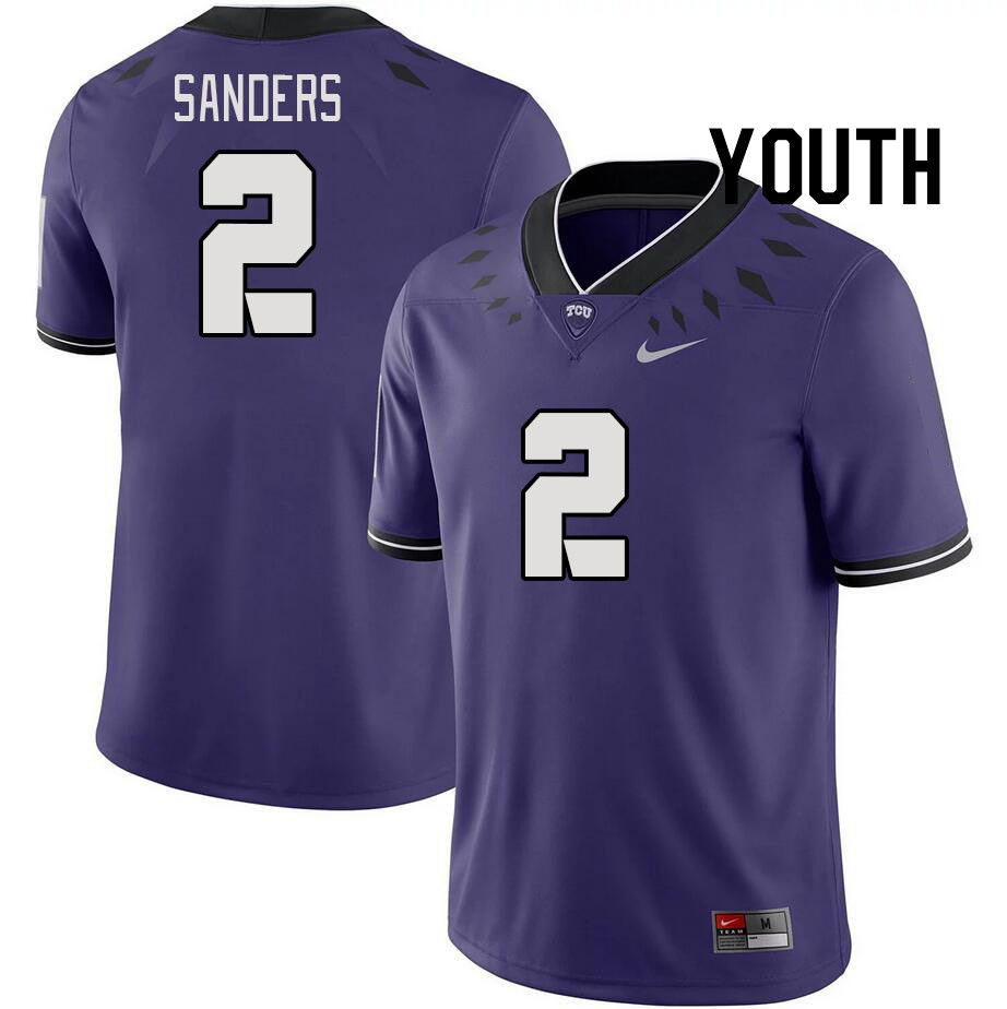 Youth #2 Trey Sanders TCU Horned Frogs 2023 College Footbal Jerseys Stitched-Purple